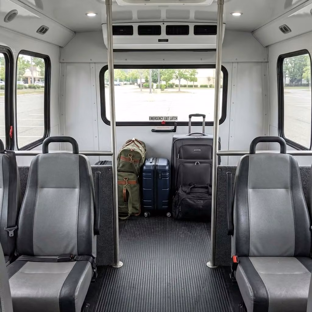 pleasant hill 28 passenger minibus luggage area