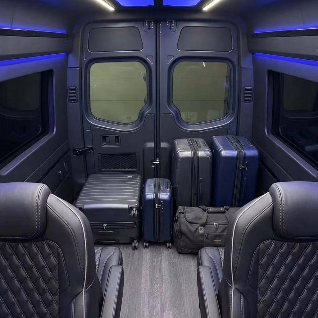 pleasant hill sprinter van rental with driver luggage area